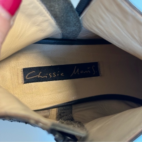 Chrissie Morris Mixed Leather Snakeskin Double Zipper Booties Size 40 - Picture 7 of 9